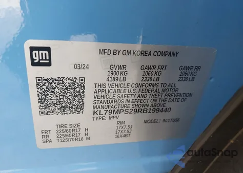 2024 Chevrolet Trailblazer Fwd Lt z USA, uszkodzony, nr VIN KL79MPS29RB199440